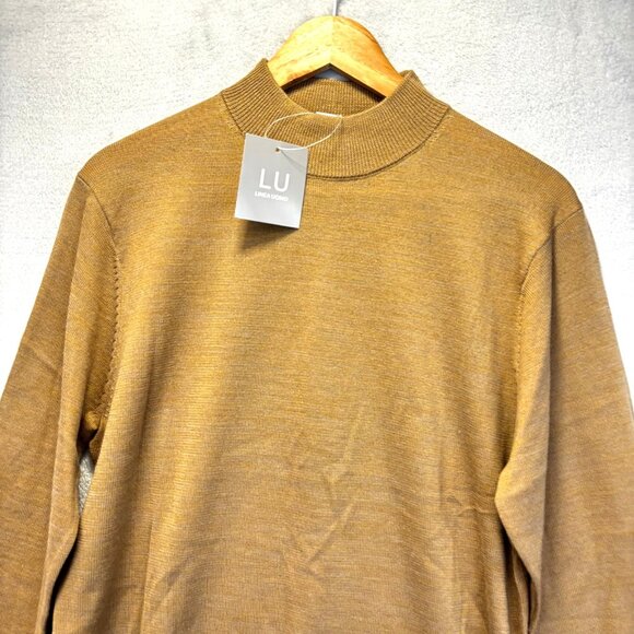 NWT Linea Uomo Wool Blend Turtleneck Sweater Mens Small S Tan Skicore Minimalist - Picture 3 of 9